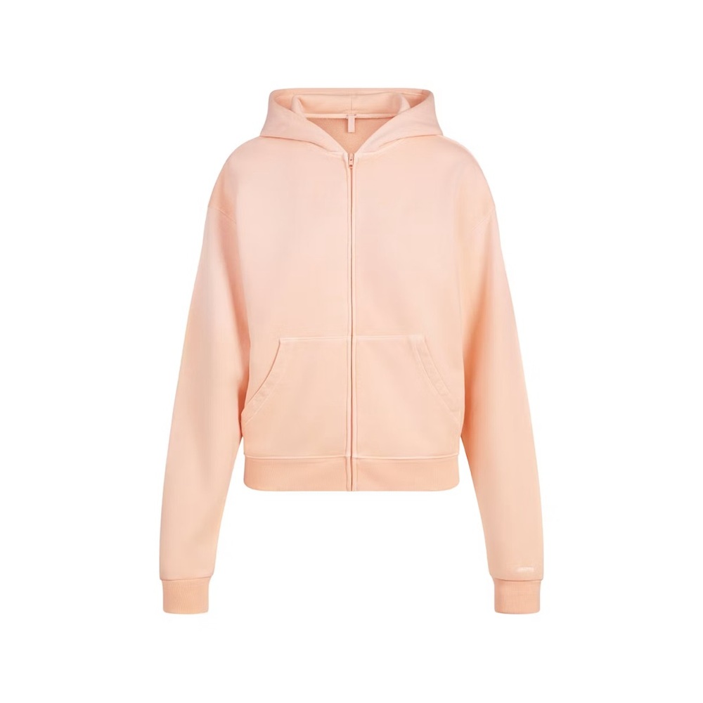 SKIMS NWT French Terry Zip Up Hoodie in Color Cantaloupe; Size M